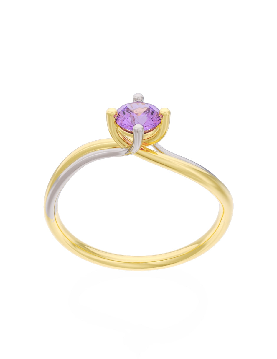 Anillo de Compromiso Eternidad de Oro 14k Zirconia Morada ZM8572-1