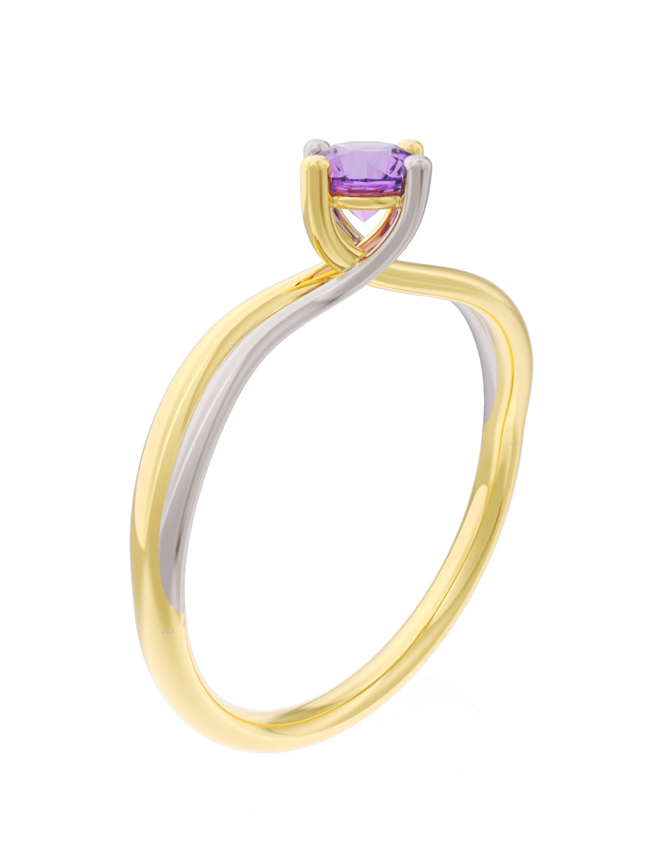 Anillo de Compromiso Eternidad de Oro 14k Zirconia Morada ZM8572-2