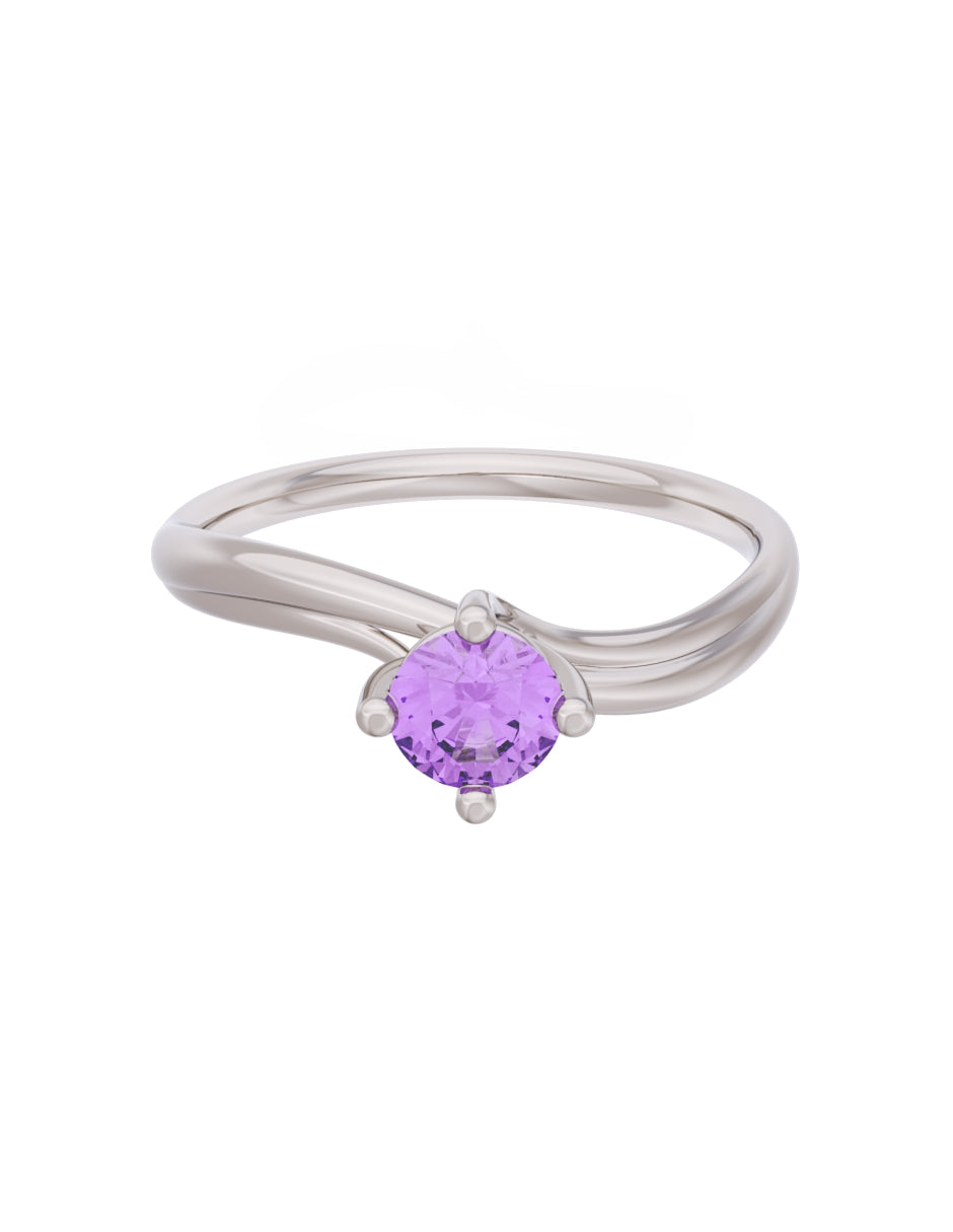 Anillo de Compromiso Eternidad de Oro 14k Zirconia Morada ZM8572-3