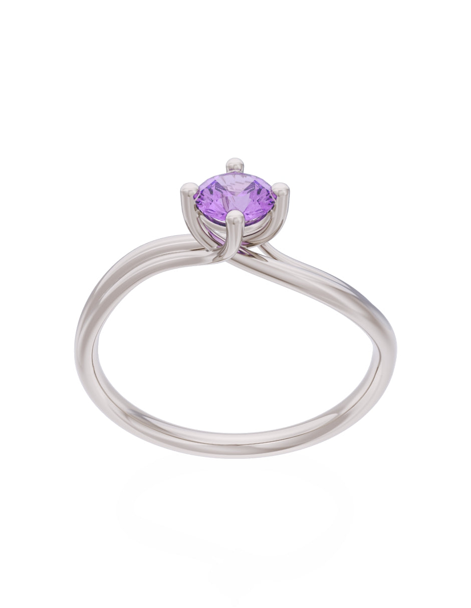 Anillo de Compromiso Eternidad de Oro 14k Zirconia Morada ZM8572-4