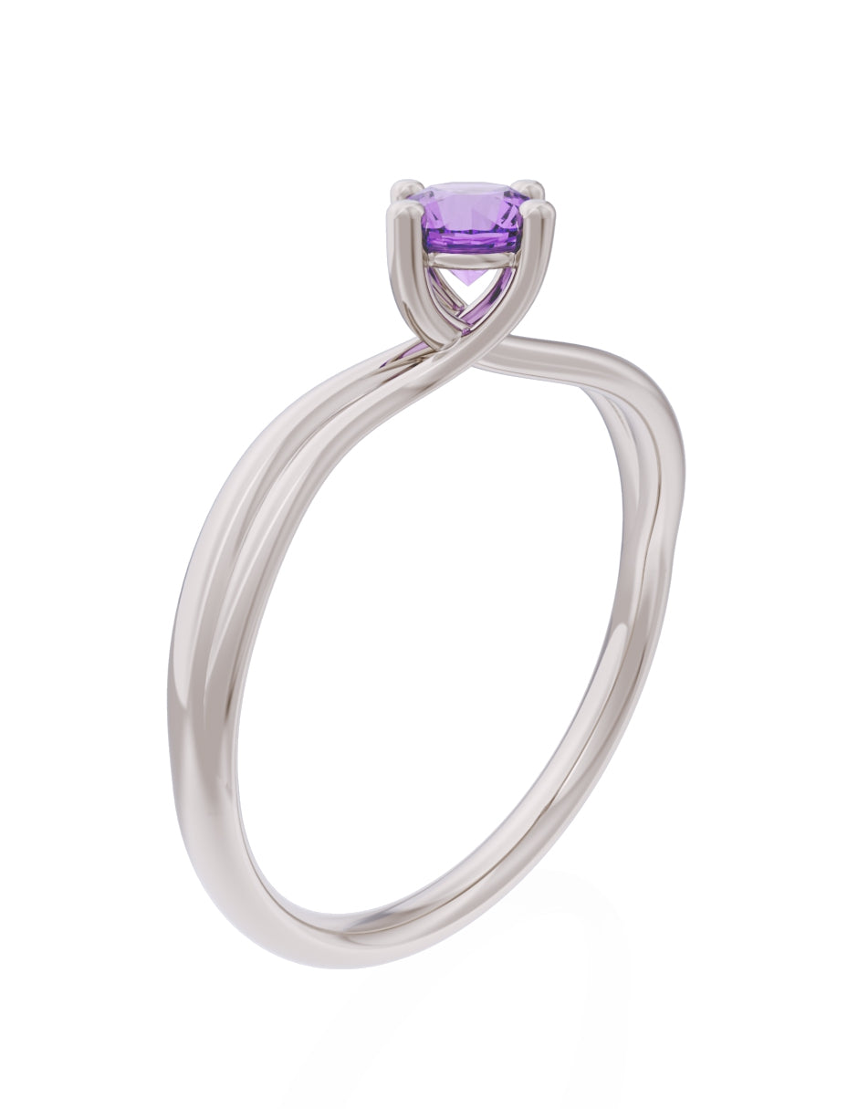 Anillo de Compromiso Eternidad de Oro 14k Zirconia Morada ZM8572-5