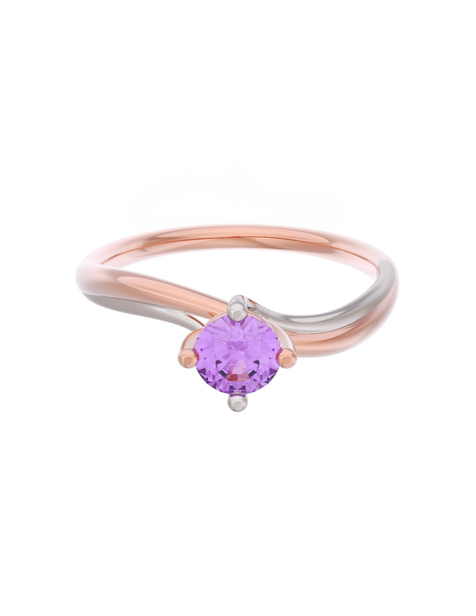 Anillo de Compromiso Eternidad de Oro 14k Zirconia Morada ZM8572-6