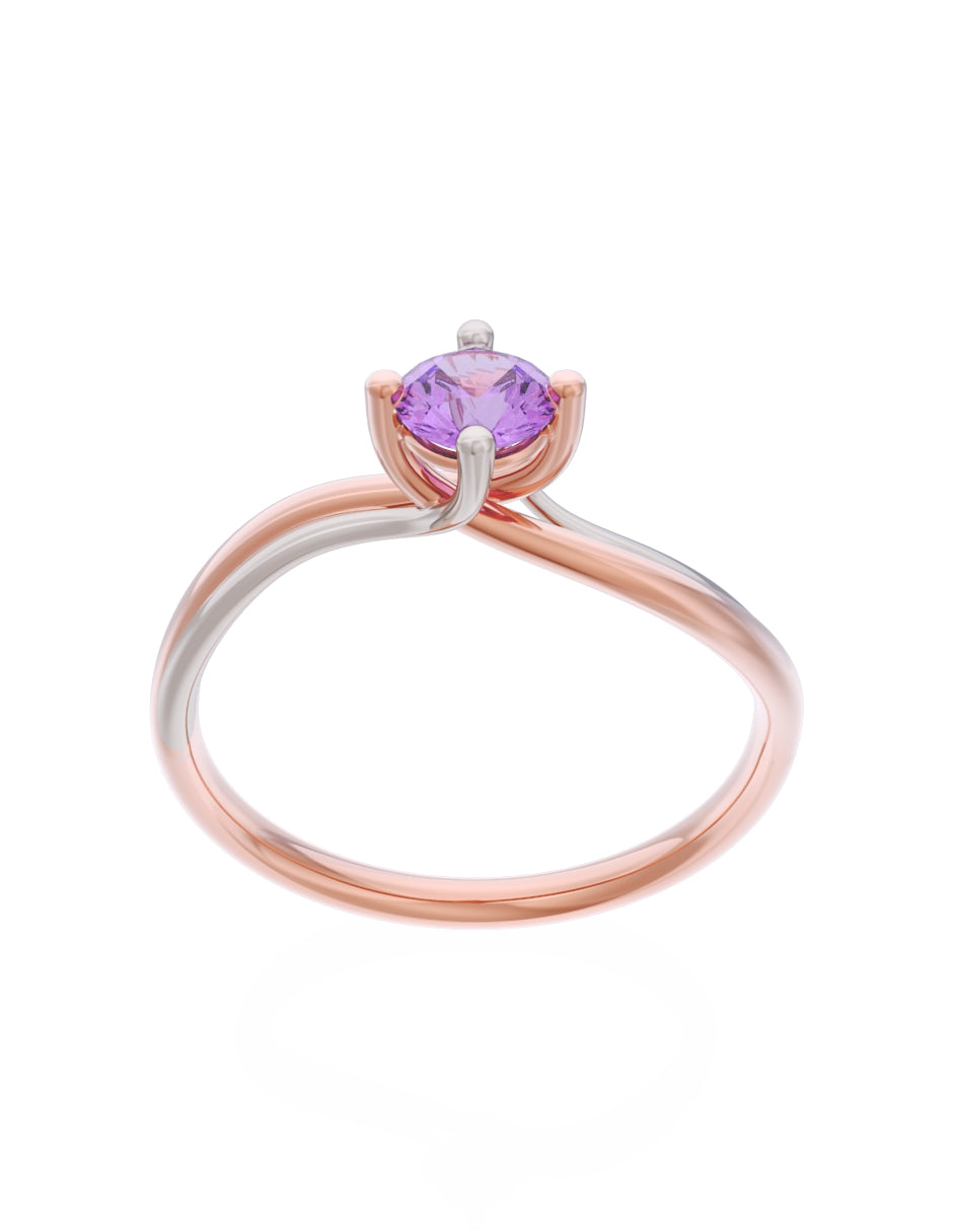 Anillo de Compromiso Eternidad de Oro 14k Zirconia Morada ZM8572-7