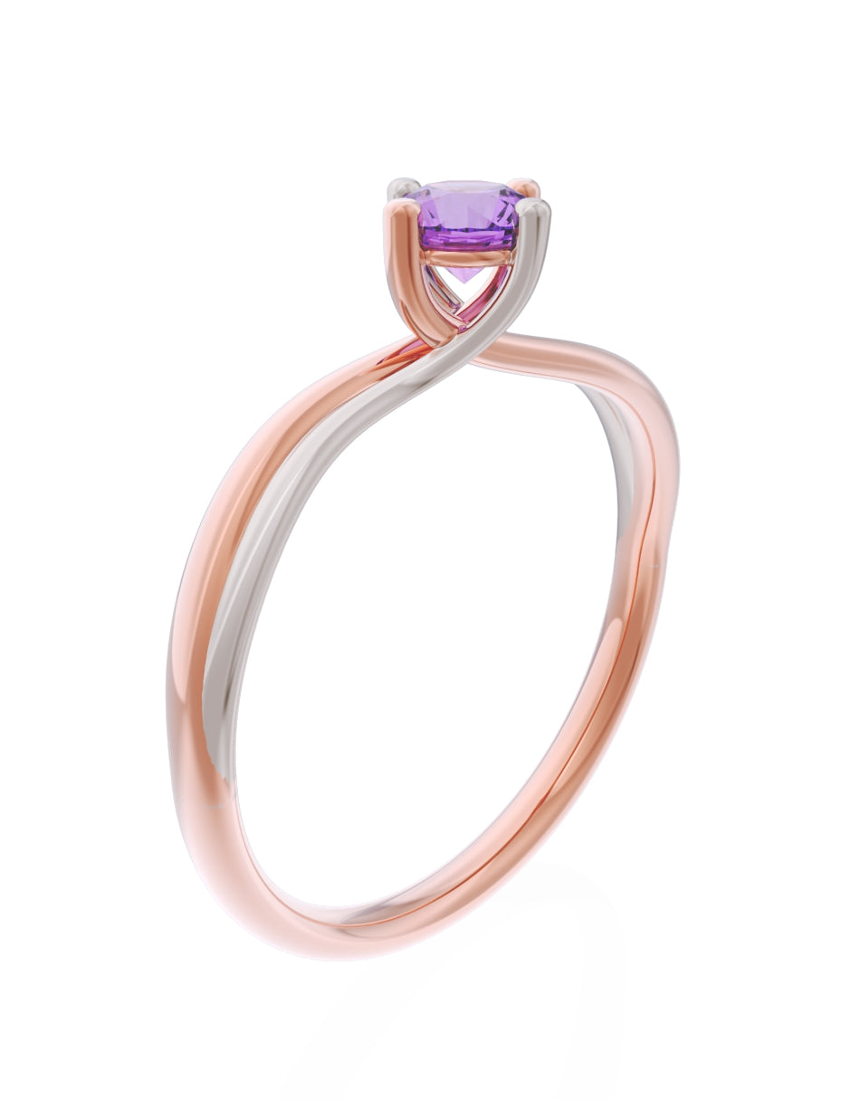 Anillo de Compromiso Eternidad de Oro 14k Zirconia Morada ZM8572-8