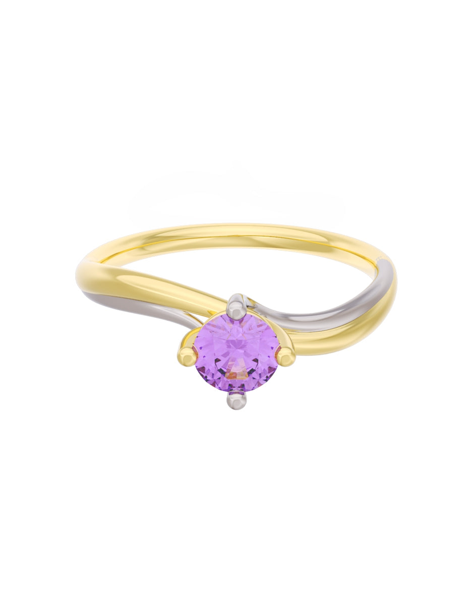 Anillo de Compromiso Eternidad de Oro 14k Zirconia Morada ZM8572