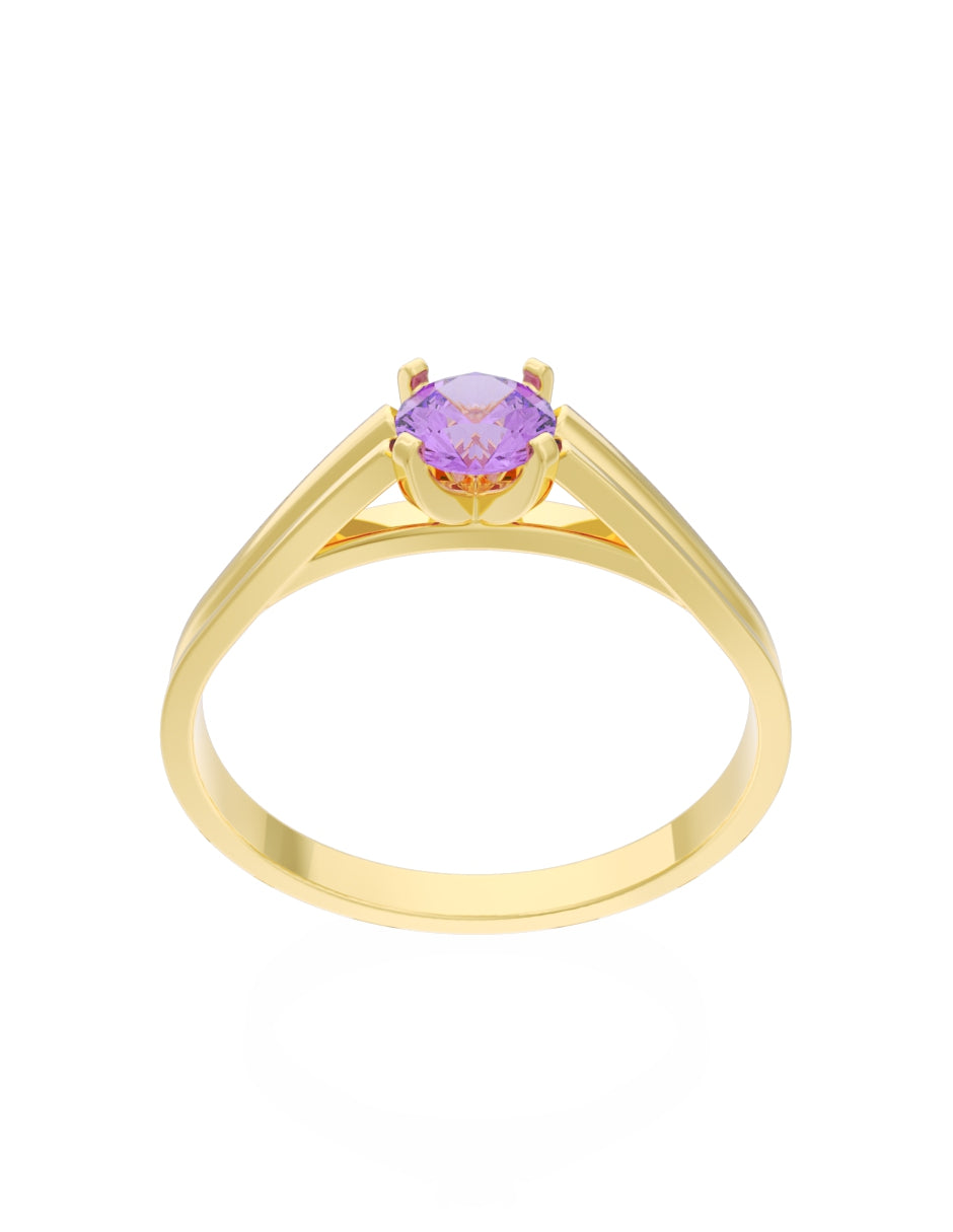 Anillo de Compromiso Eternidad de Oro 14k Zirconia Morada ZM8576-1