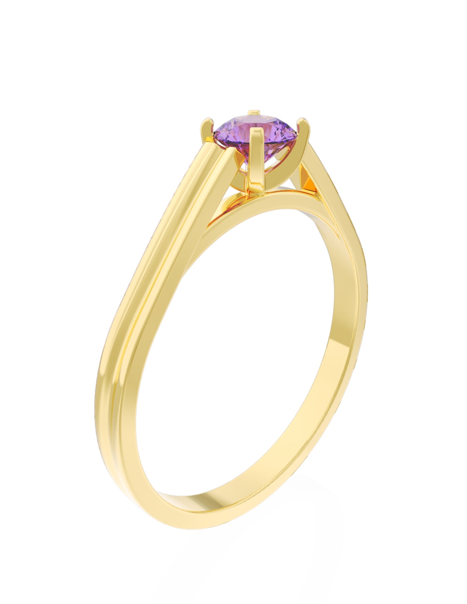 Anillo de Compromiso Eternidad de Oro 14k Zirconia Morada ZM8576-2
