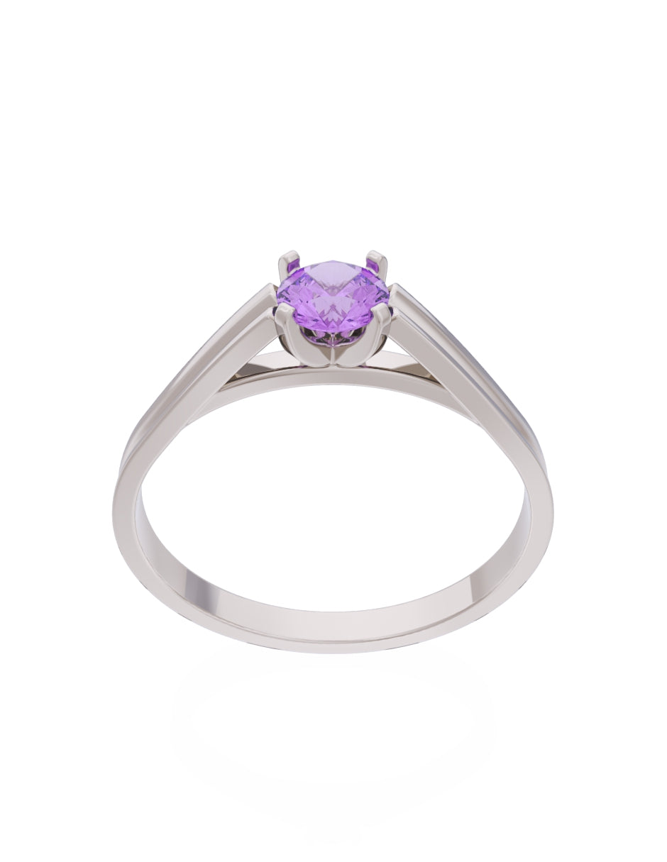 Anillo de Compromiso Eternidad de Oro 14k Zirconia Morada ZM8576-4