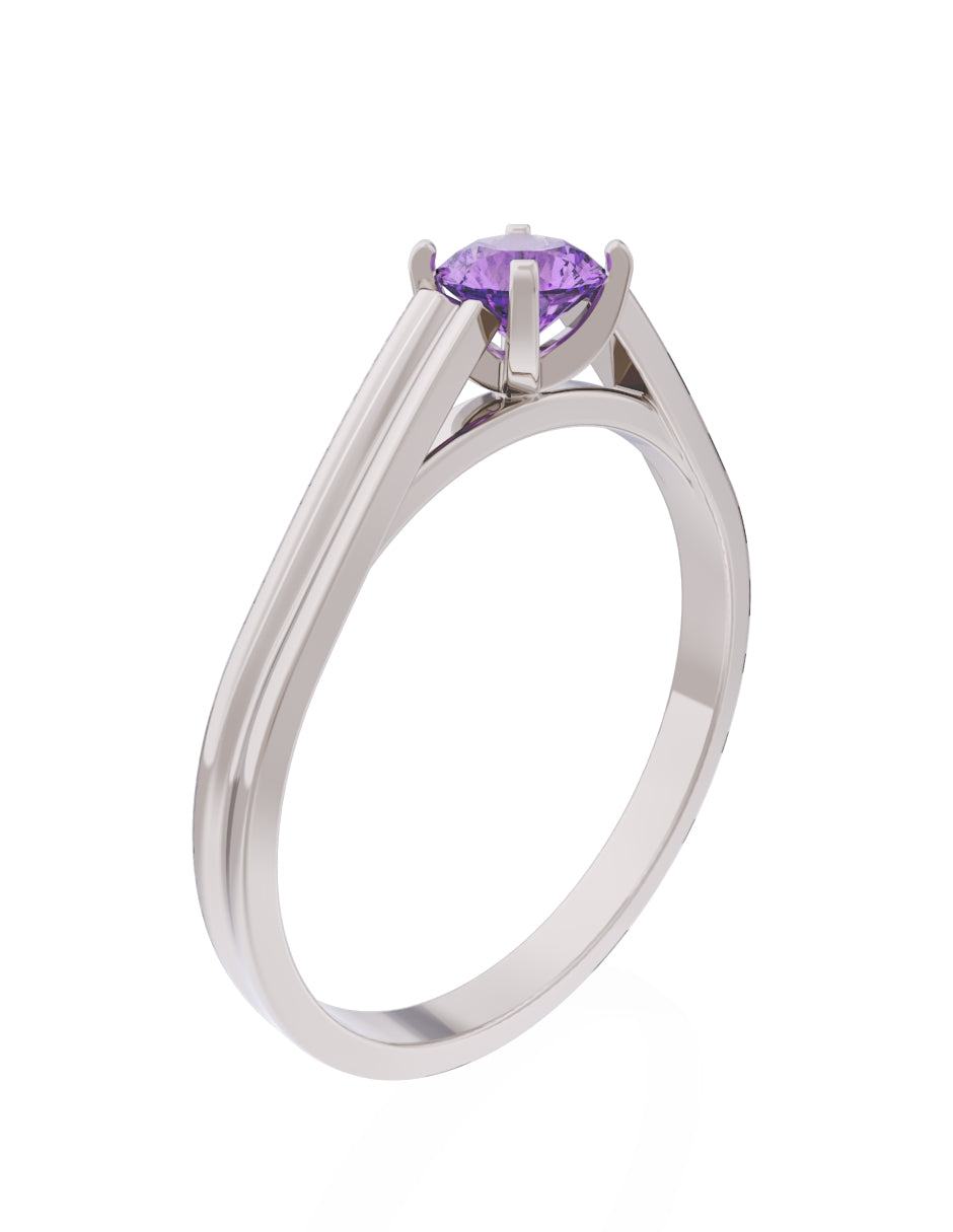 Anillo de Compromiso Eternidad de Oro 14k Zirconia Morada ZM8576-5