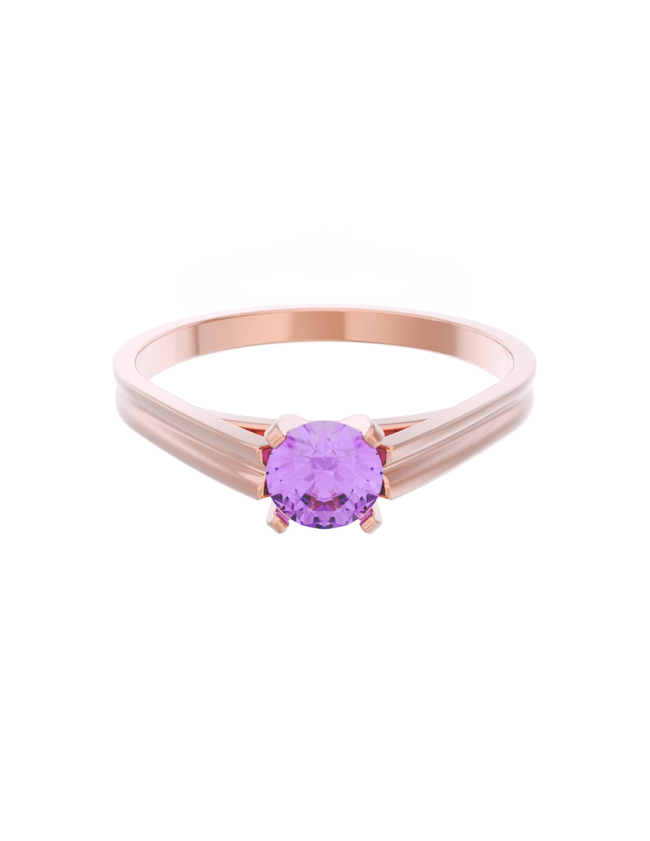 Anillo de Compromiso Eternidad de Oro 14k Zirconia Morada ZM8576-6