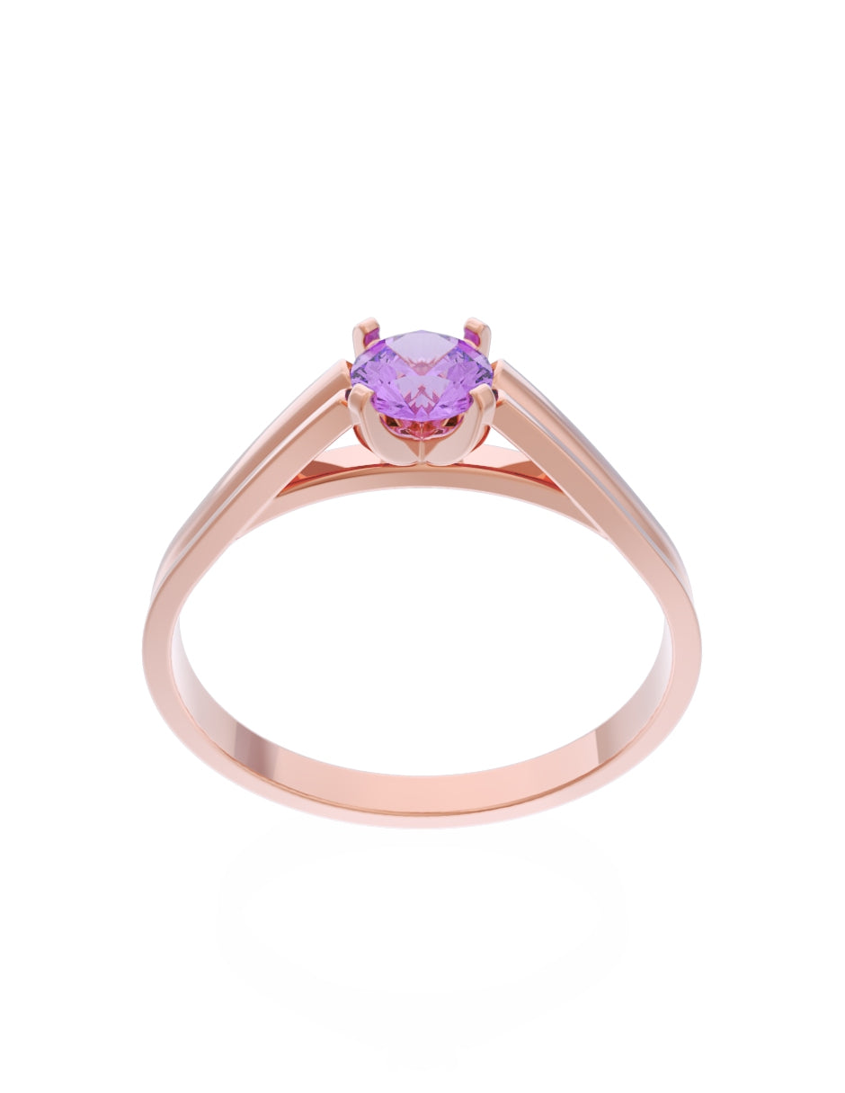 Anillo de Compromiso Eternidad de Oro 14k Zirconia Morada ZM8576-7