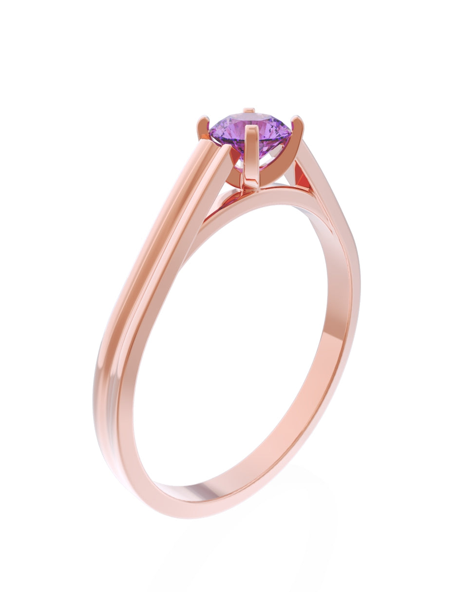 Anillo de Compromiso Eternidad de Oro 14k Zirconia Morada ZM8576-8