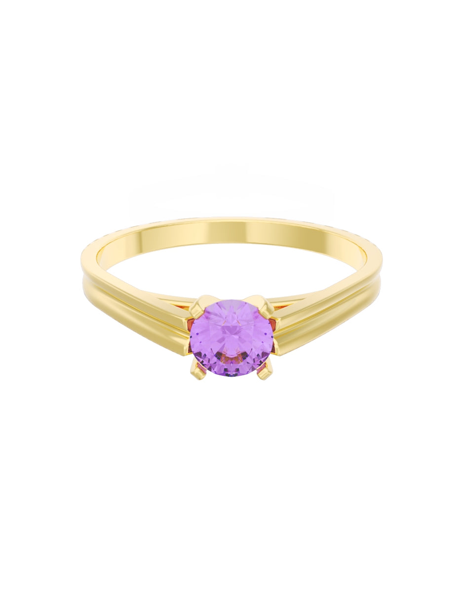 Anillo de Compromiso Eternidad de Oro 14k Zirconia Morada ZM8576