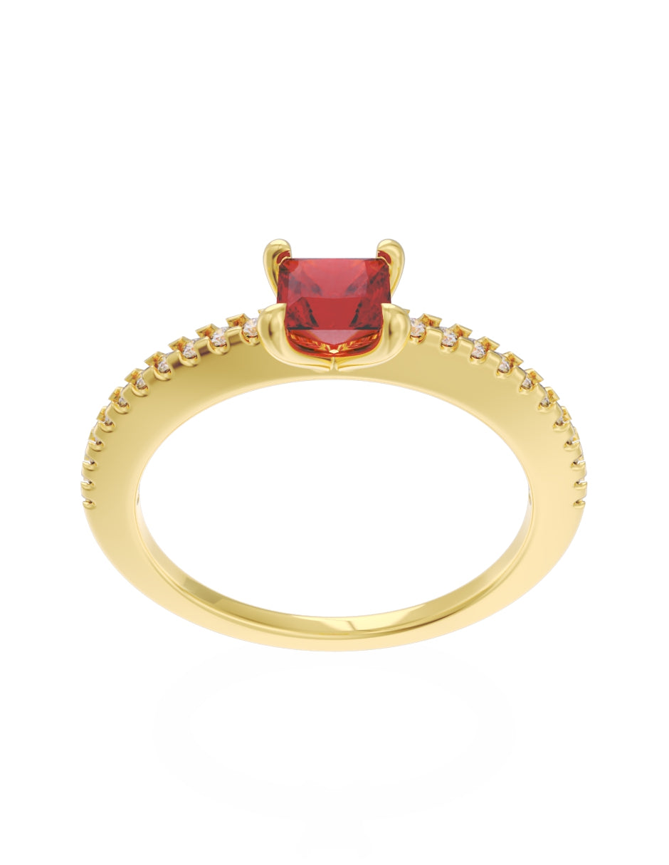 Anillo de Compromiso Eternidad de Oro 14k Zirconia Roja ZR8541-1