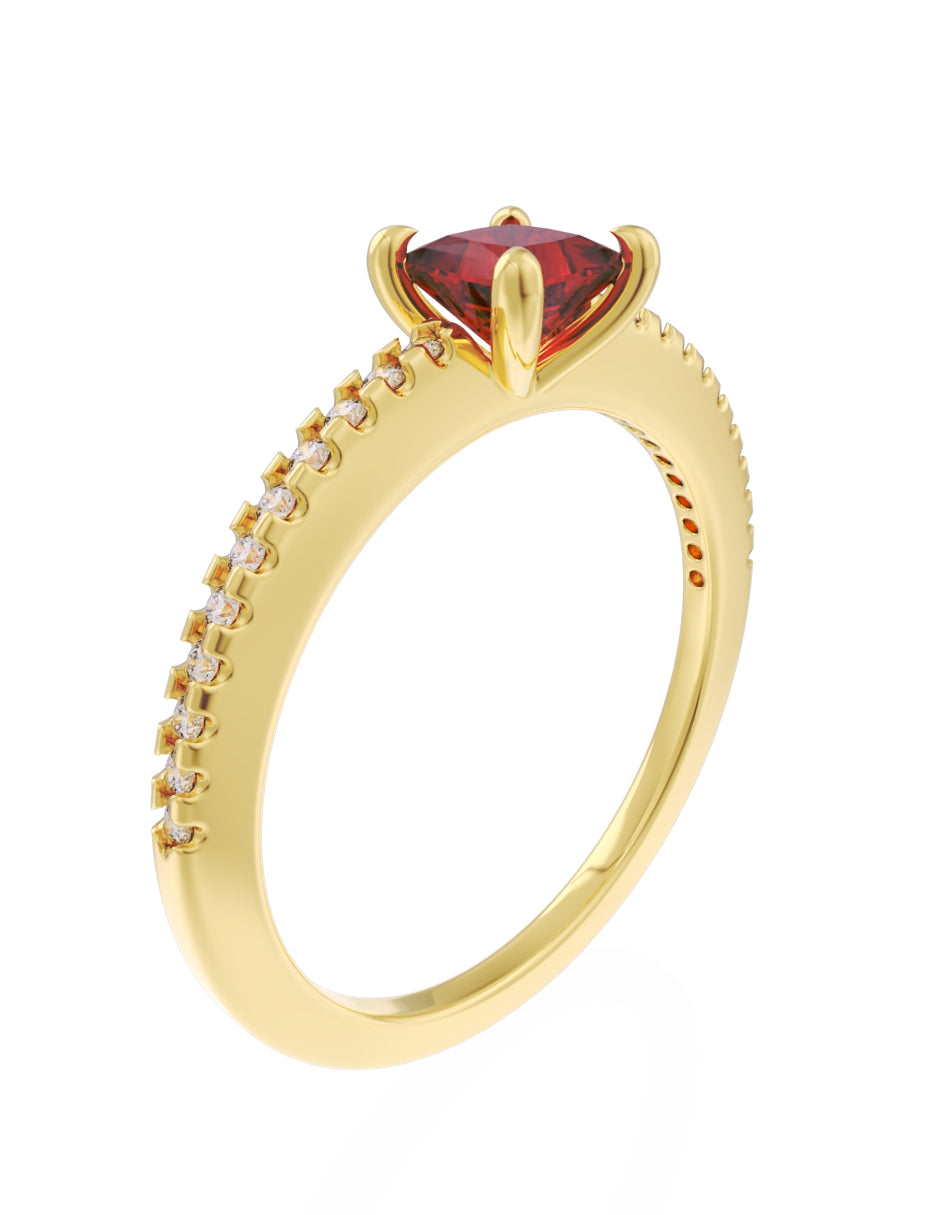Anillo de Compromiso Eternidad de Oro 14k Zirconia Roja ZR8541-2
