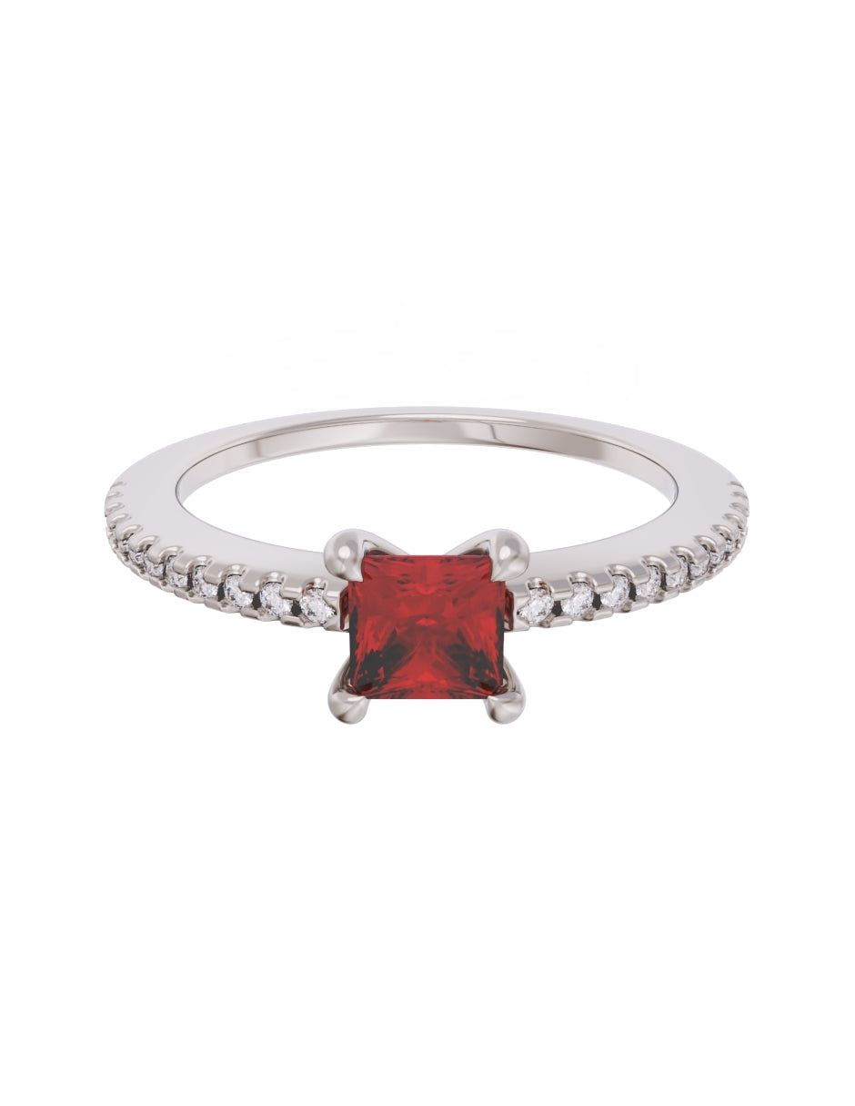 Anillo de Compromiso Eternidad de Oro 14k Zirconia Roja ZR8541-3