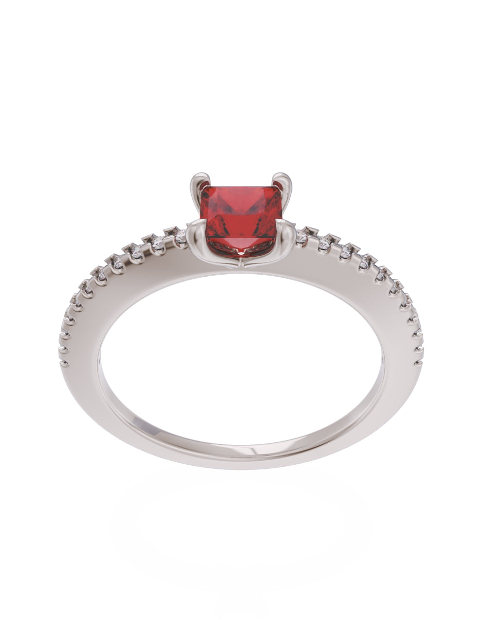 Anillo de Compromiso Eternidad de Oro 14k Zirconia Roja ZR8541-4