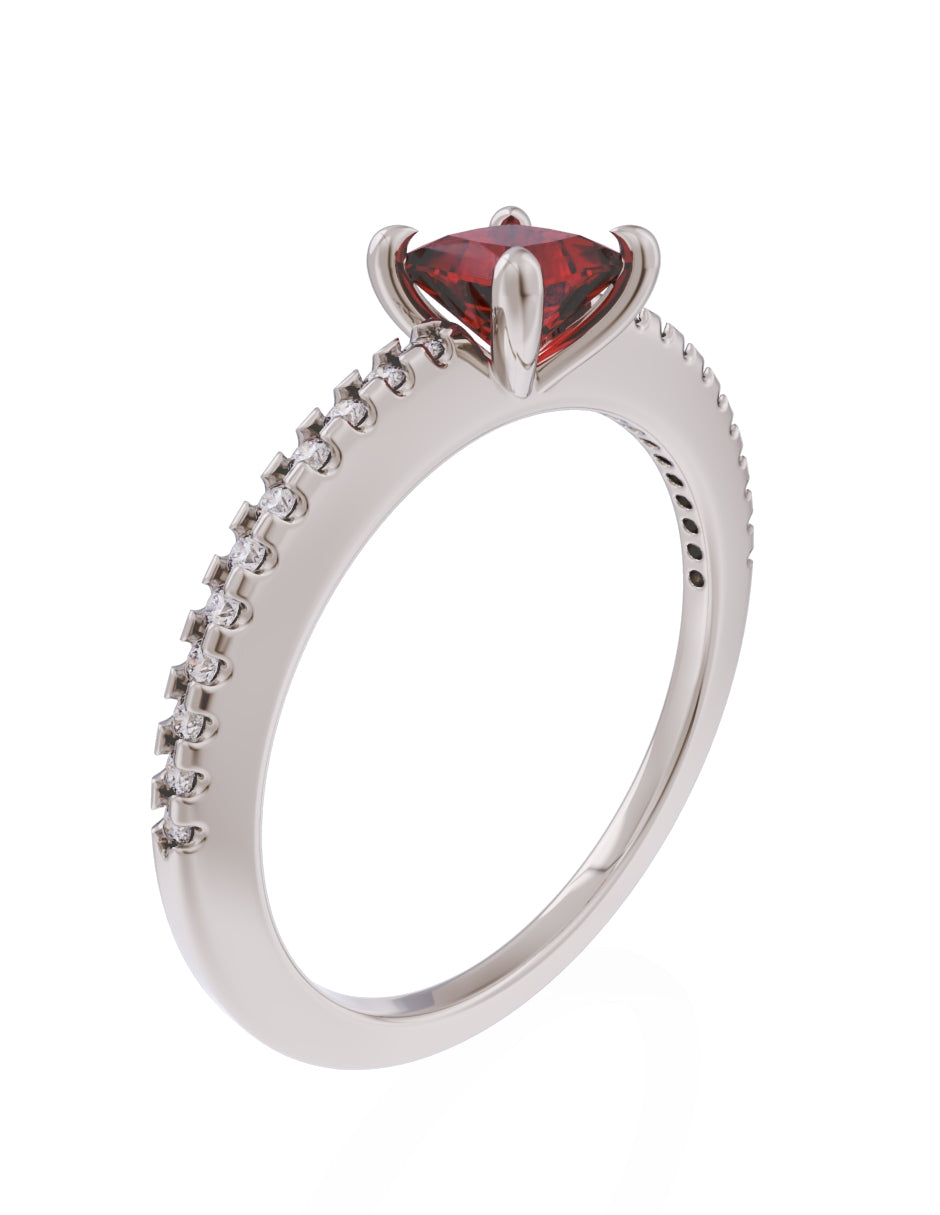 Anillo de Compromiso Eternidad de Oro 14k Zirconia Roja ZR8541-5