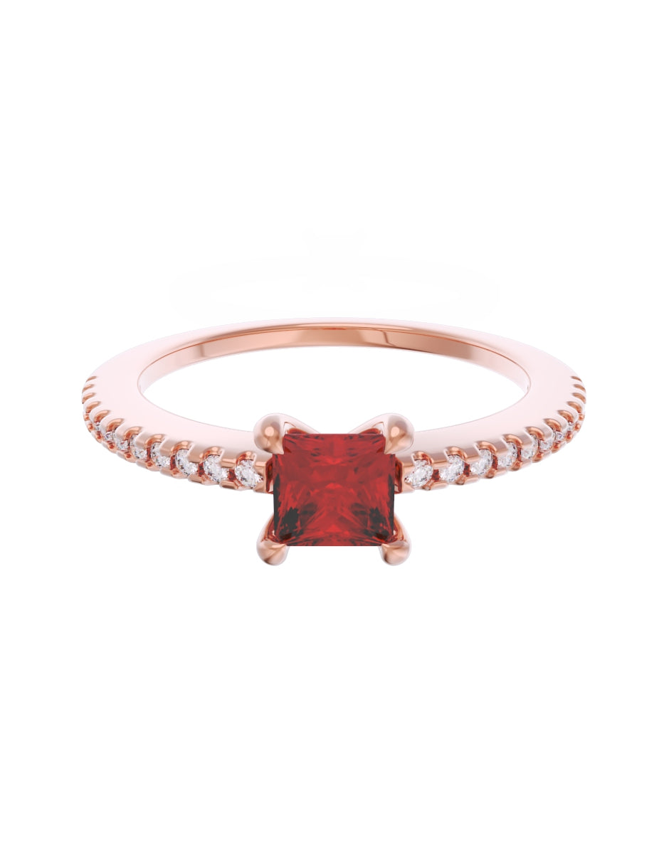 Anillo de Compromiso Eternidad de Oro 14k Zirconia Roja ZR8541-6