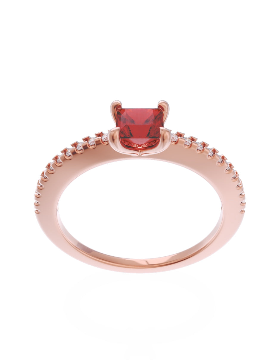 Anillo de Compromiso Eternidad de Oro 14k Zirconia Roja ZR8541-7