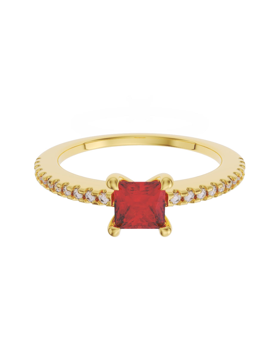 Anillo de Compromiso Eternidad de Oro 14k Zirconia Roja ZR8541