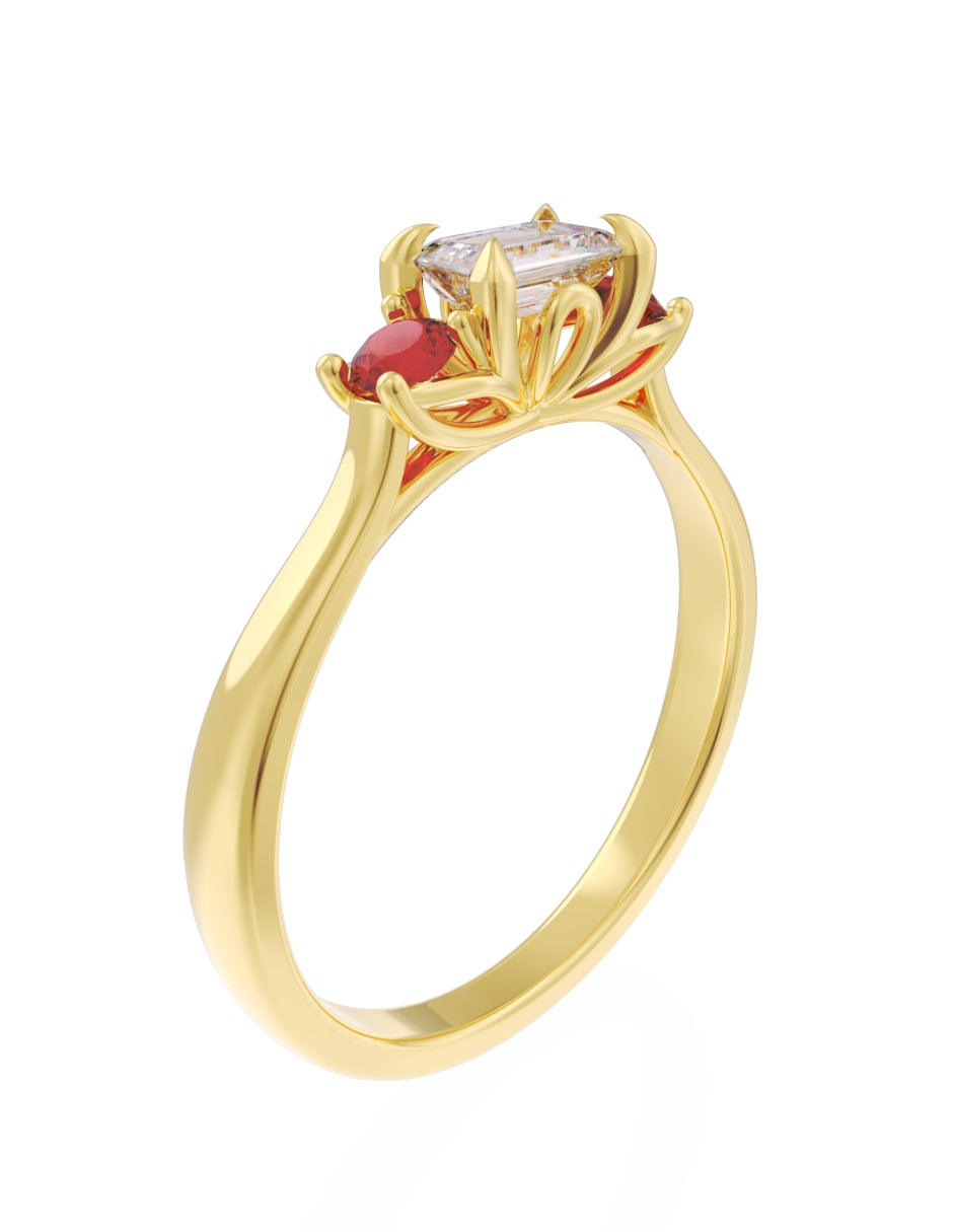 Anillo de Compromiso Eternidad de Oro 14k Zirconia Roja ZR8545-2