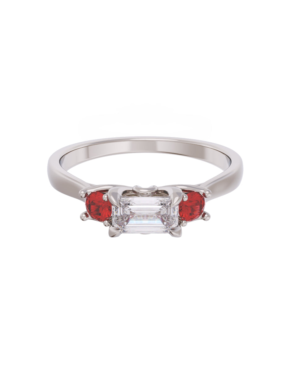 Anillo de Compromiso Eternidad de Oro 14k Zirconia Roja ZR8545-3