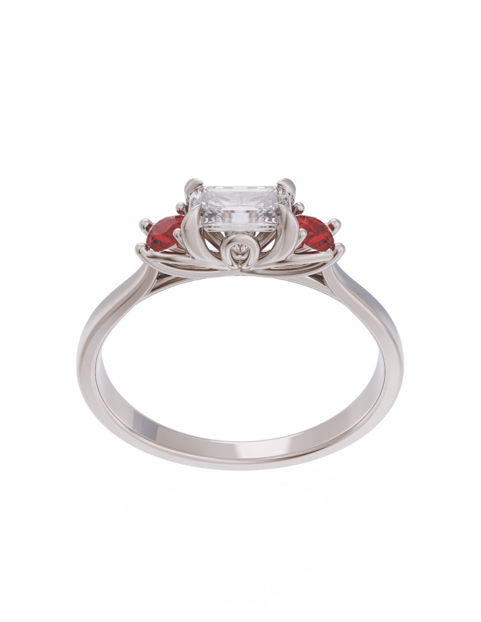 Anillo de Compromiso Eternidad de Oro 14k Zirconia Roja ZR8545-4