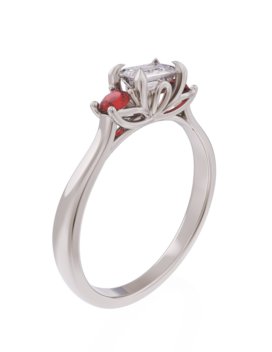 Anillo de Compromiso Eternidad de Oro 14k Zirconia Roja ZR8545-5