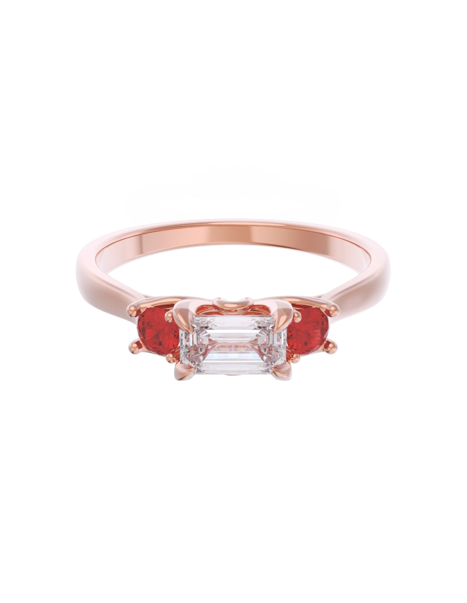 Anillo de Compromiso Eternidad de Oro 14k Zirconia Roja ZR8545-6