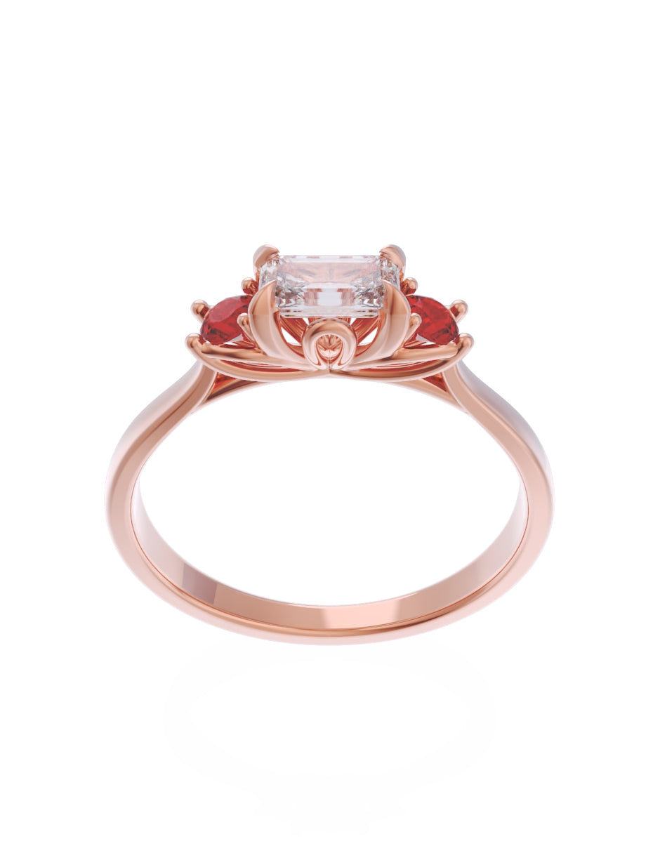 Anillo de Compromiso Eternidad de Oro 14k Zirconia Roja ZR8545-7