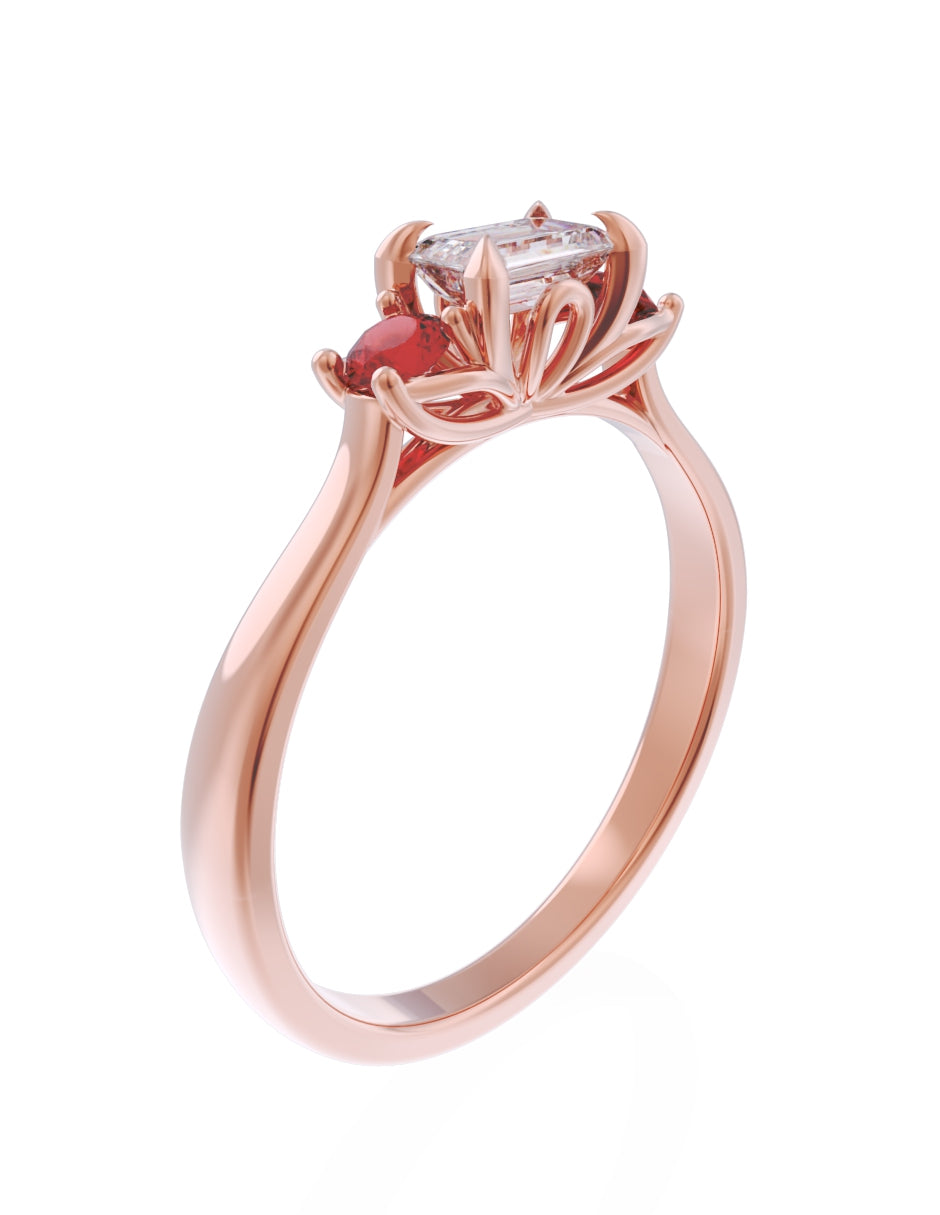 Anillo de Compromiso Eternidad de Oro 14k Zirconia Roja ZR8545-8