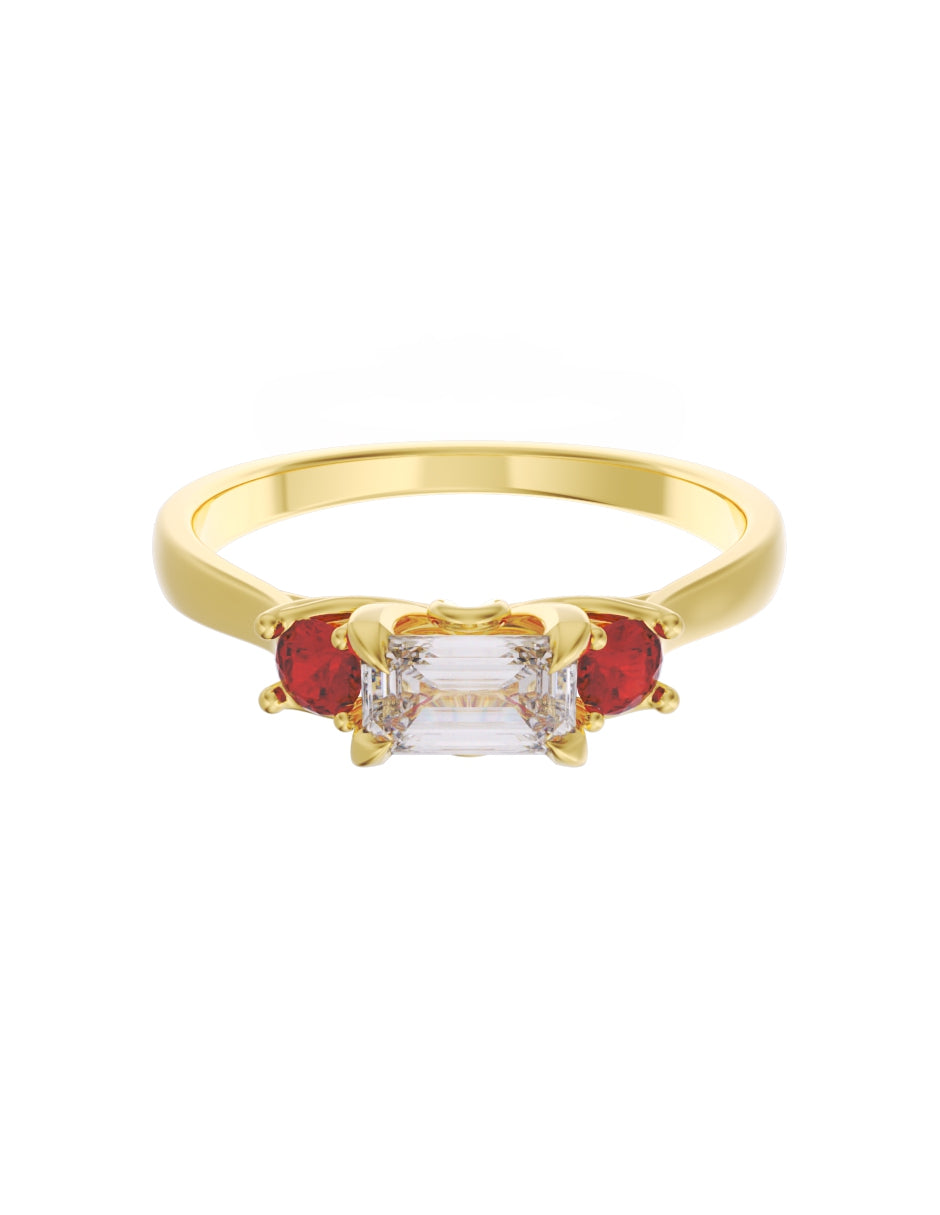 Anillo de Compromiso Eternidad de Oro 14k Zirconia Roja ZR8545