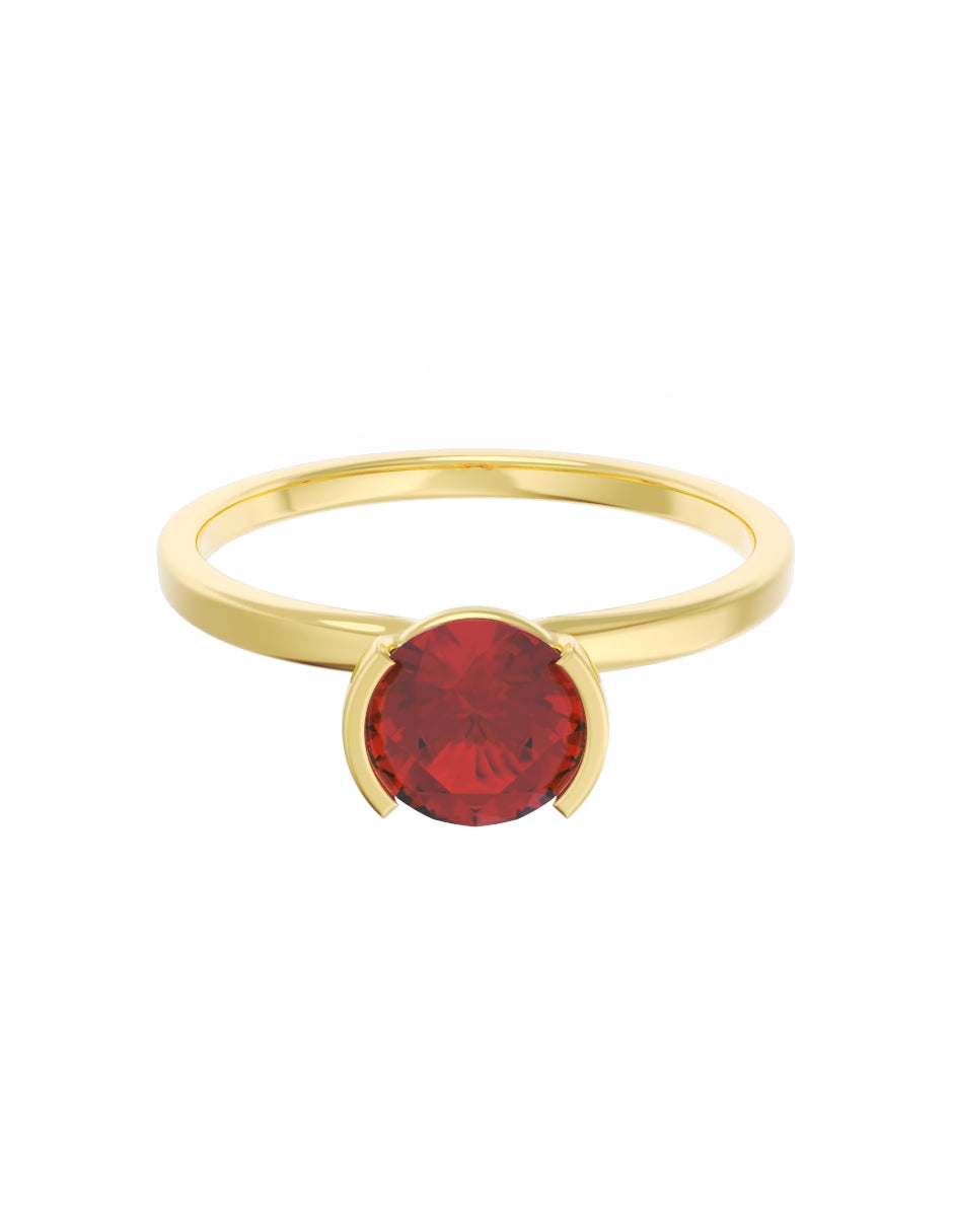 Anillo de Compromiso Eternidad de Oro 14k Zirconia Roja ZR8546