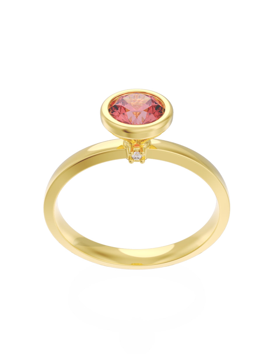 Anillo de Compromiso Eternidad de Oro 14k Zirconia Roja ZR8547-1