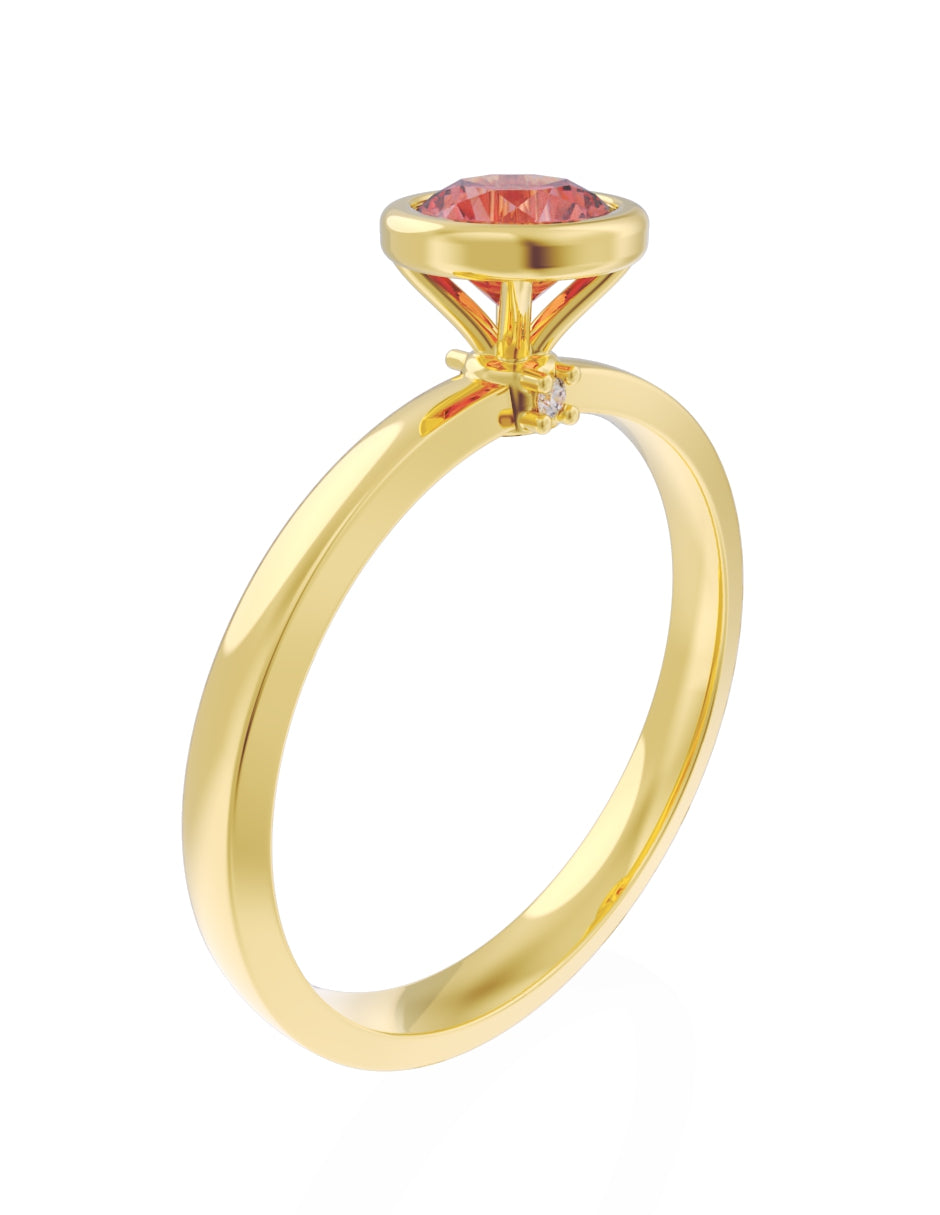 Anillo de Compromiso Eternidad de Oro 14k Zirconia Roja ZR8547-2