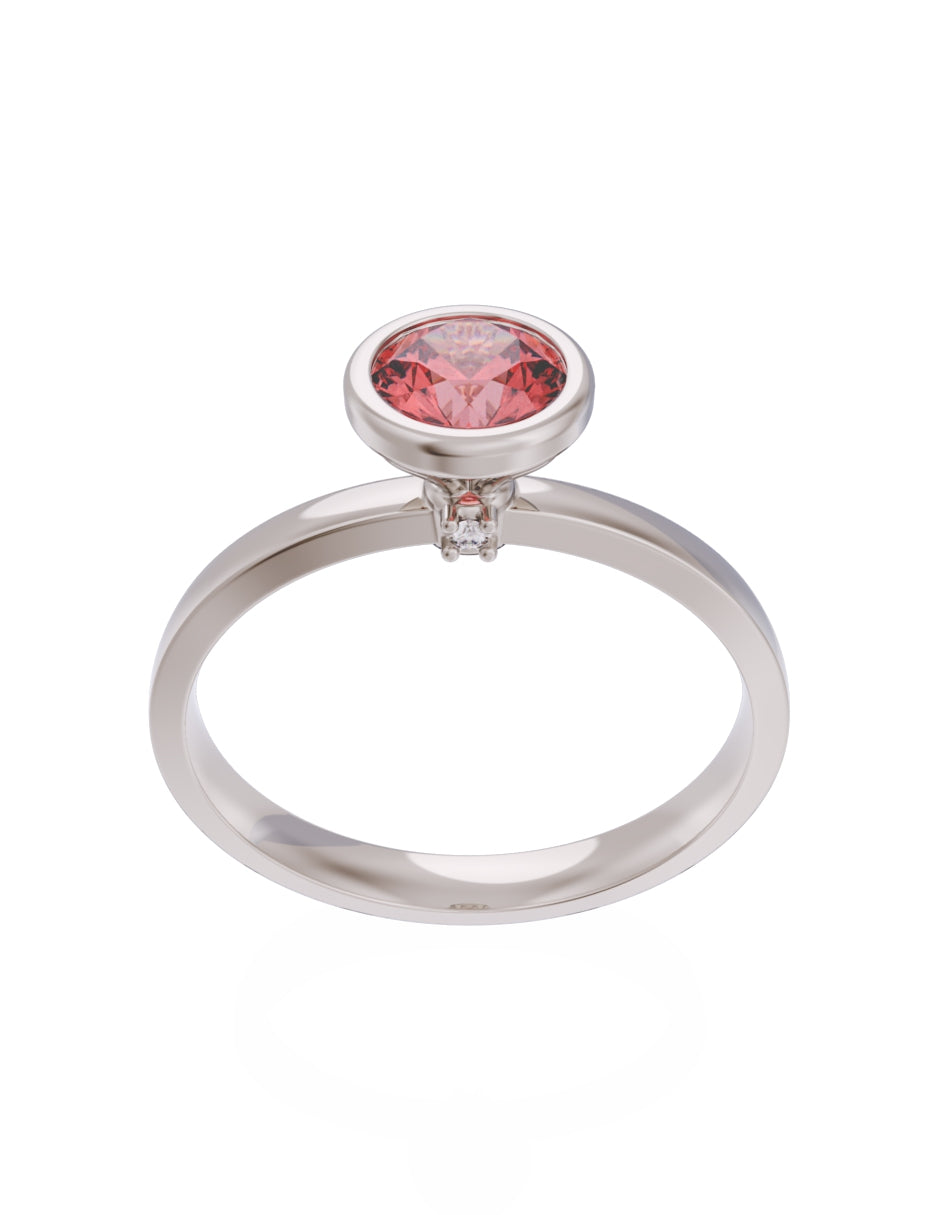 Anillo de Compromiso Eternidad de Oro 14k Zirconia Roja ZR8547-4