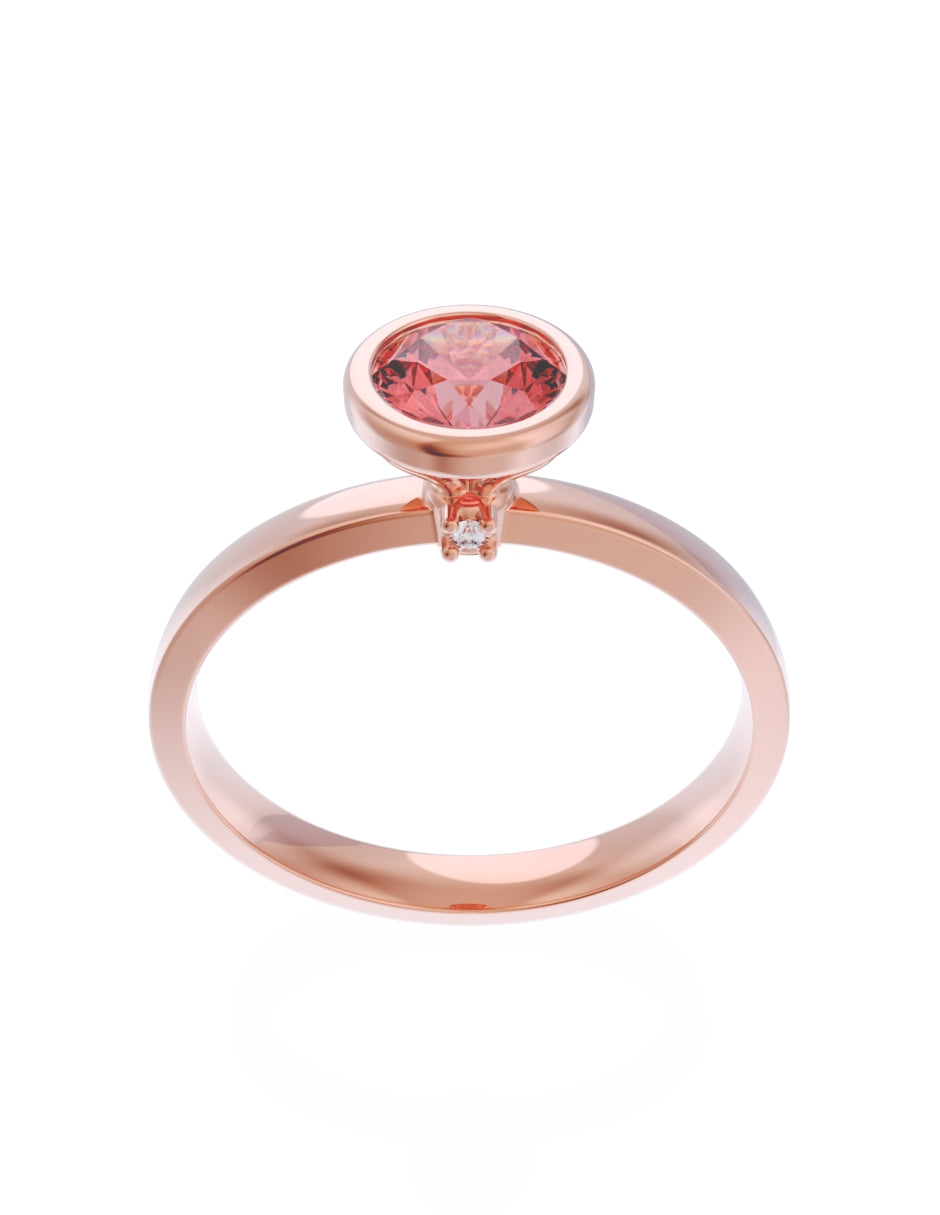 Anillo de Compromiso Eternidad de Oro 14k Zirconia Roja ZR8547-7