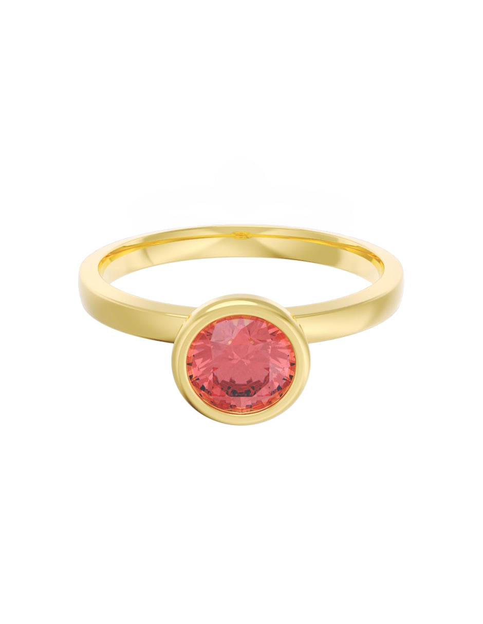 Anillo de Compromiso Eternidad de Oro 14k Zirconia Roja ZR8547