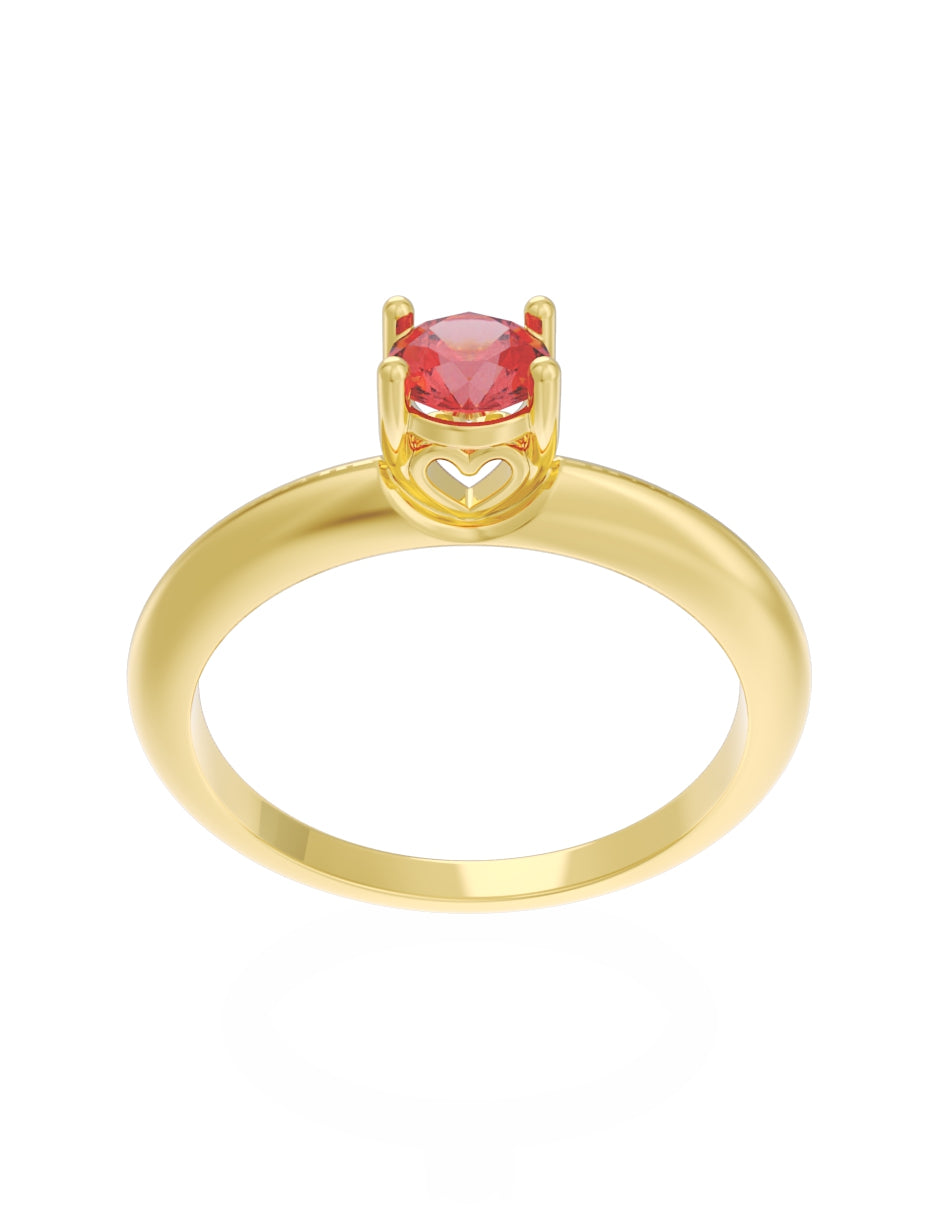 Anillo de Compromiso Eternidad de Oro 14k Zirconia Roja ZR8549-1