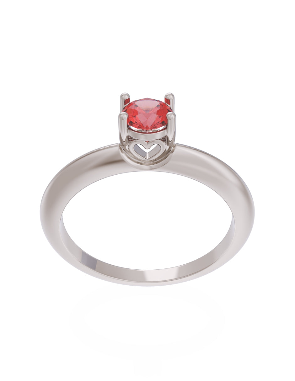 Anillo de Compromiso Eternidad de Oro 14k Zirconia Roja ZR8549-4