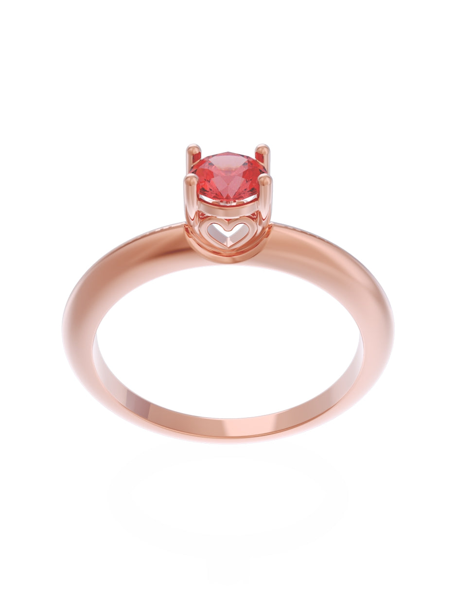 Anillo de Compromiso Eternidad de Oro 14k Zirconia Roja ZR8549-7