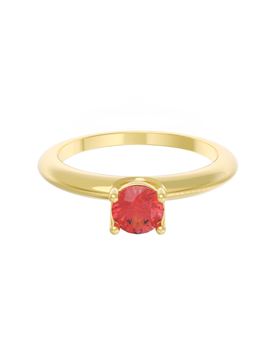 Anillo de Compromiso Eternidad de Oro 14k Zirconia Roja ZR8549