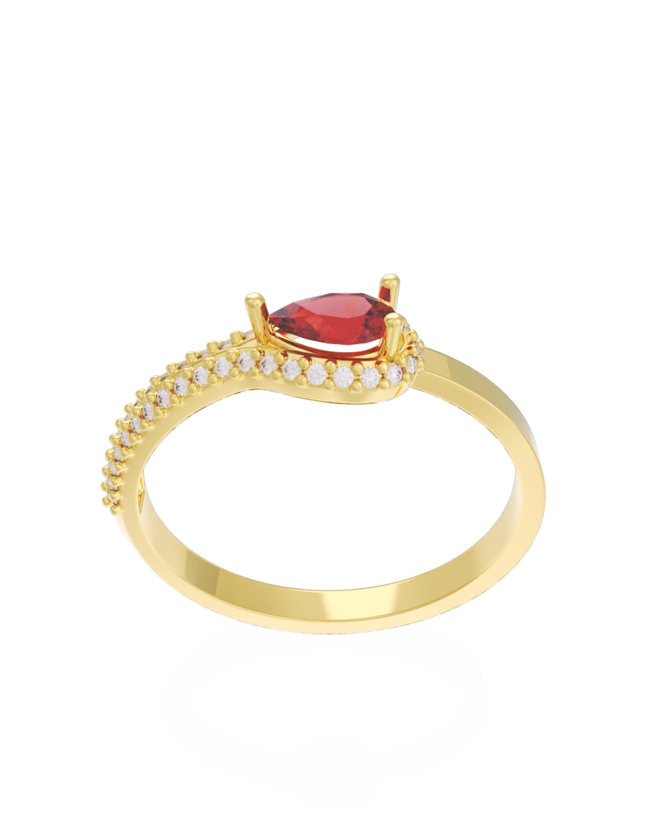 Anillo de Compromiso Eternidad de Oro 14k Zirconia Roja ZR8550-1