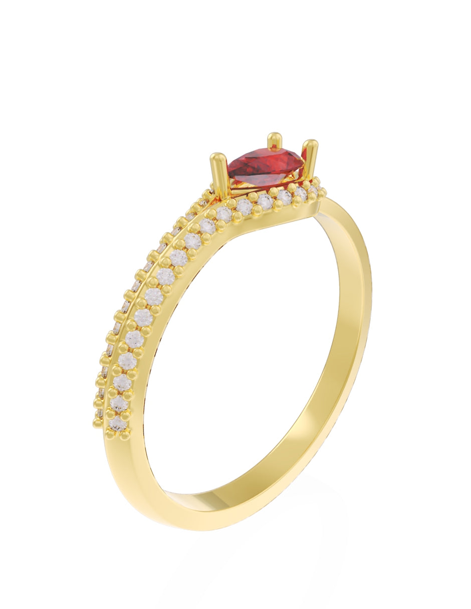 Anillo de Compromiso Eternidad de Oro 14k Zirconia Roja ZR8550-2