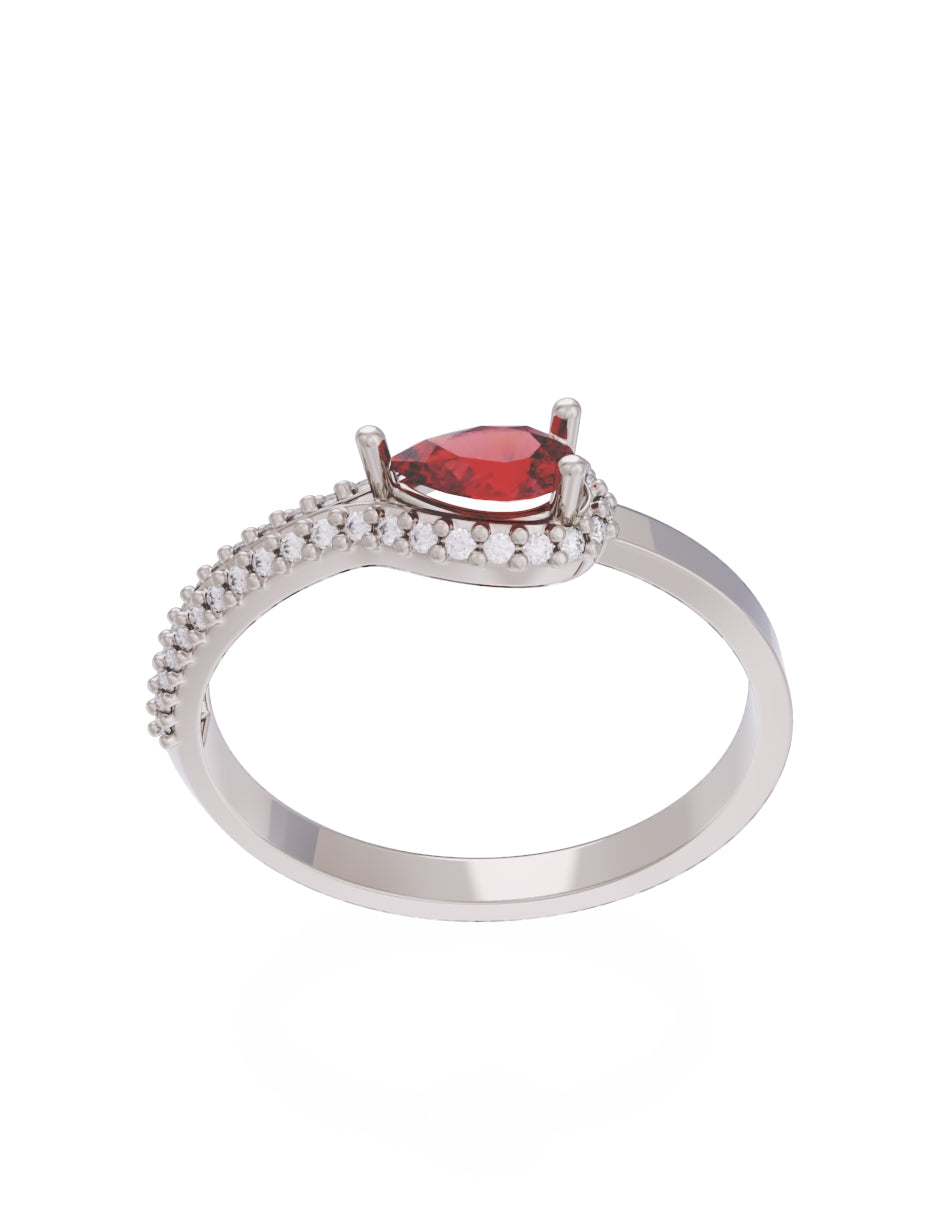Anillo de Compromiso Eternidad de Oro 14k Zirconia Roja ZR85504