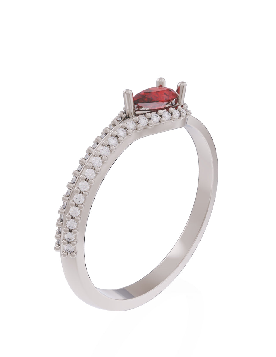 Anillo de Compromiso Eternidad de Oro 14k Zirconia Roja ZR85505