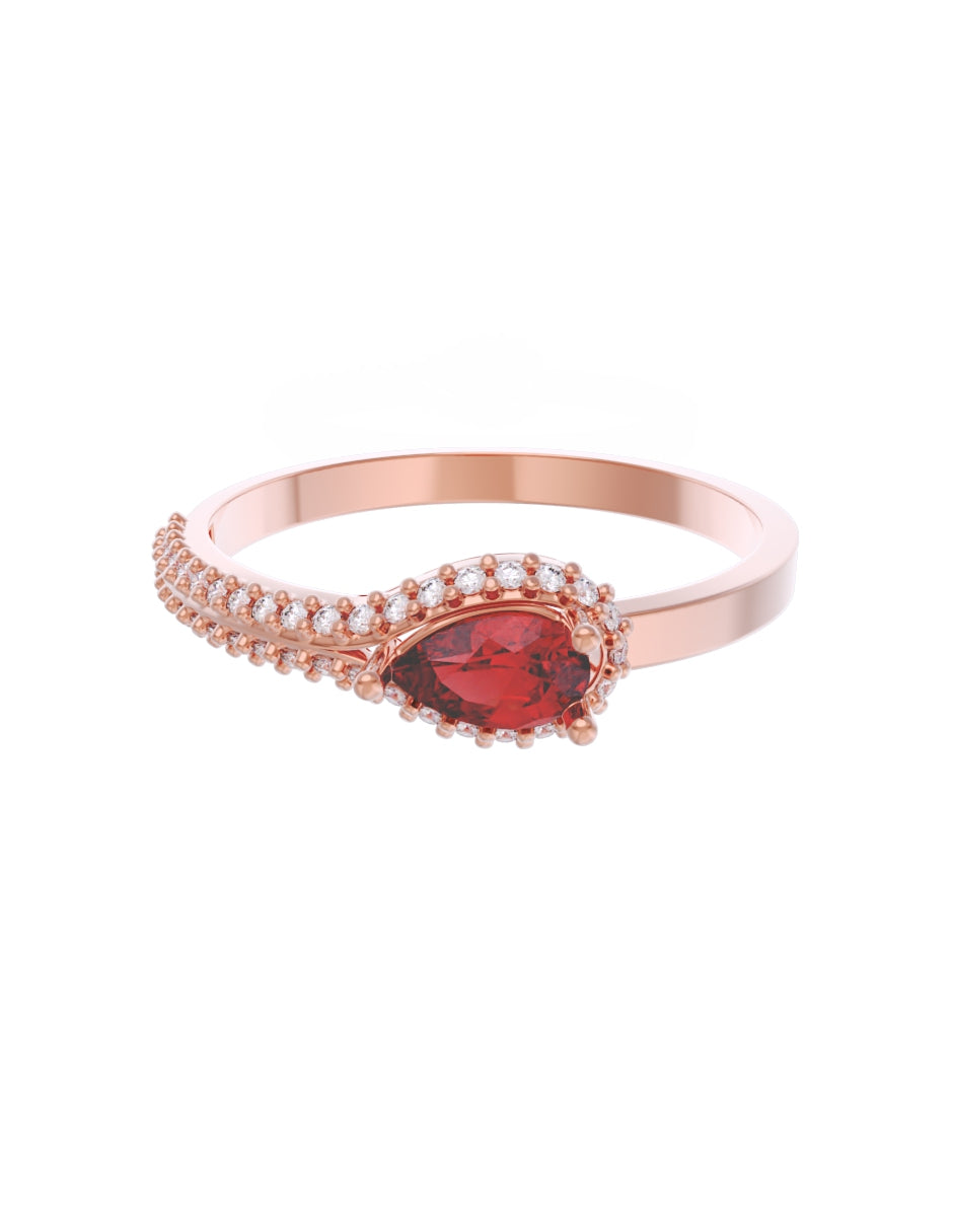 Anillo de Compromiso Eternidad de Oro 14k Zirconia Roja ZR8550-6