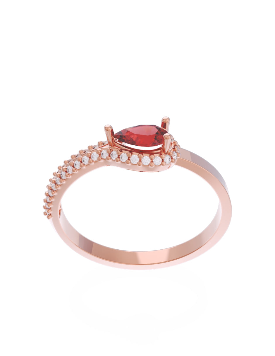 Anillo de Compromiso Eternidad de Oro 14k Zirconia Roja ZR8550-7