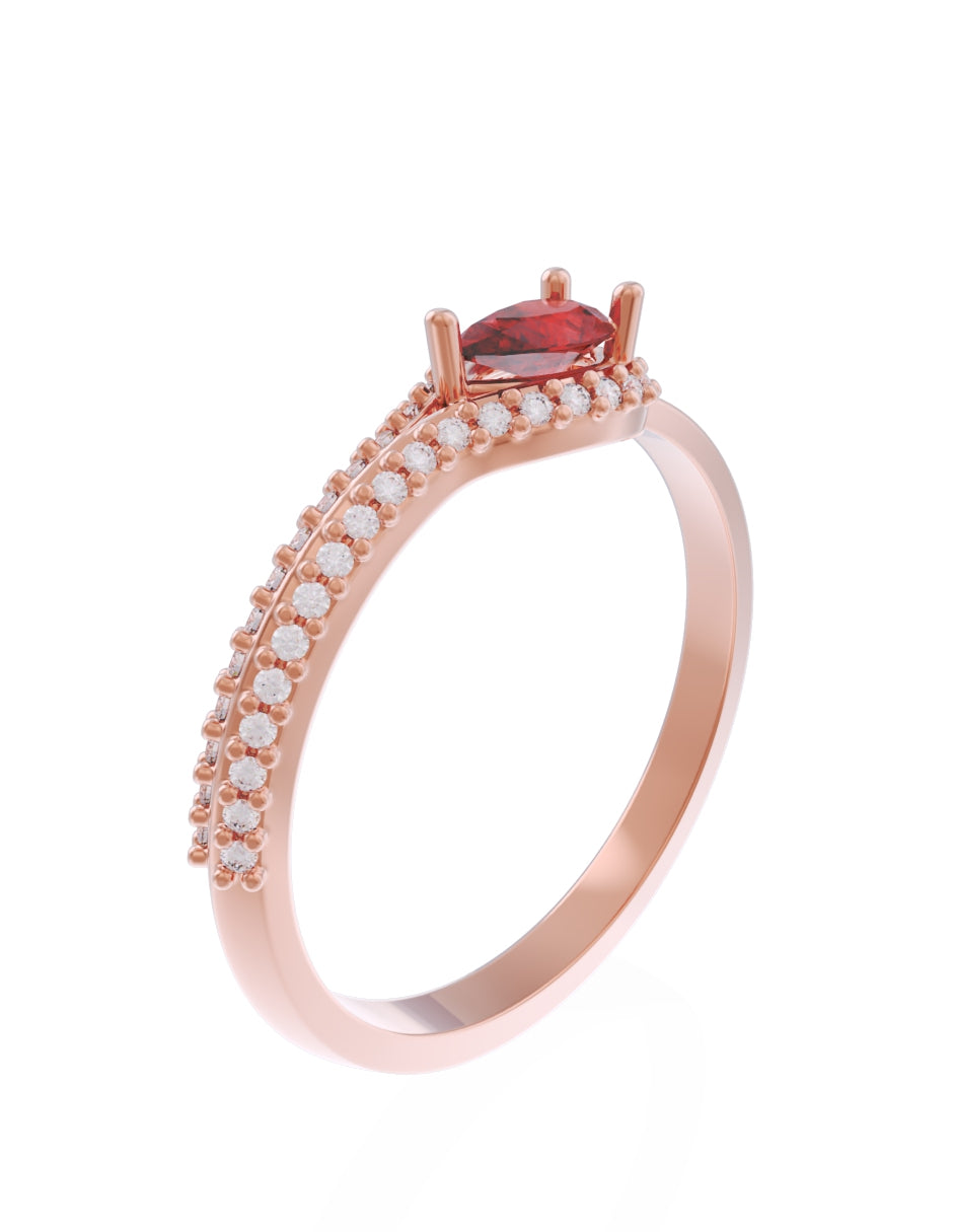 Anillo de Compromiso Eternidad de Oro 14k Zirconia Roja ZR8550-8